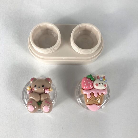 Portable Contact Lens Case Compact Size Home Travel Bear Cubs - Picture 4 of 4